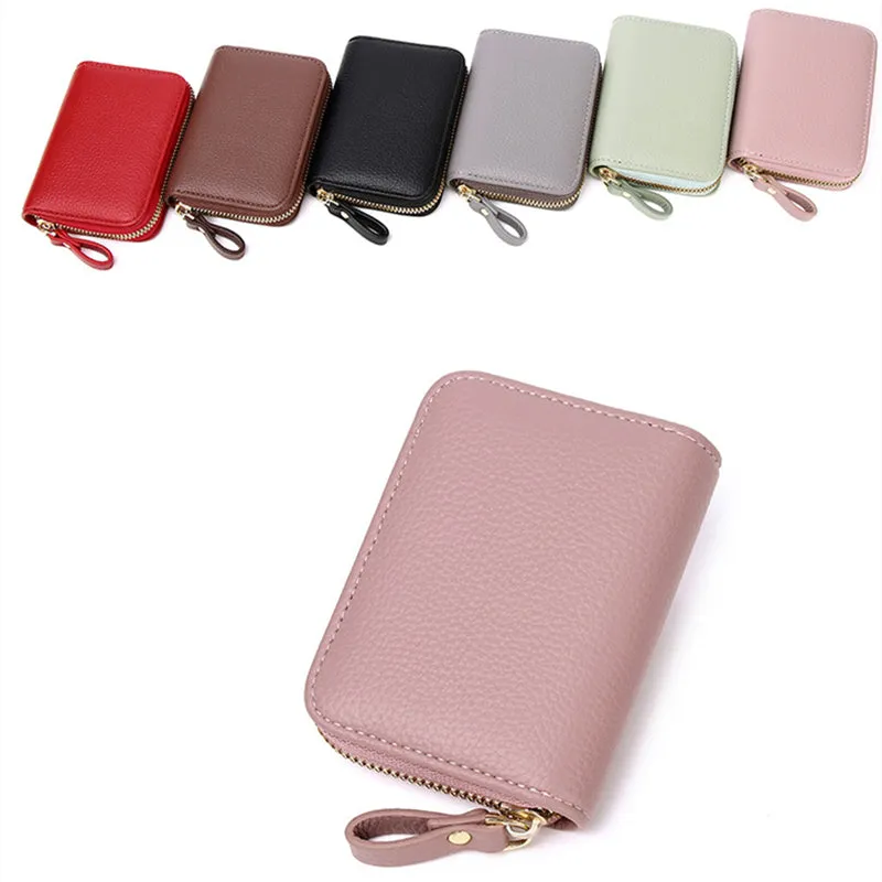 Unisex RDIF Card Holder Zipper PU Leather Purse