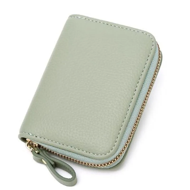 Unisex RDIF Card Holder Zipper PU Leather Purse