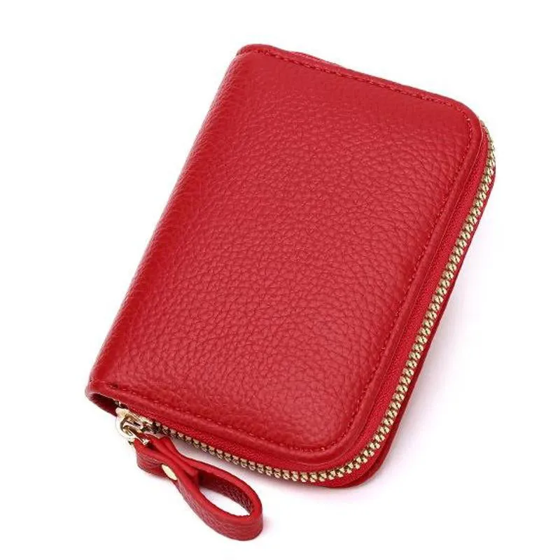 Unisex RDIF Card Holder Zipper PU Leather Purse