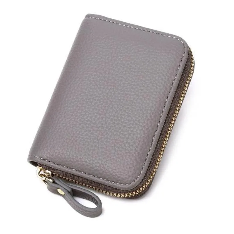 Unisex RDIF Card Holder Zipper PU Leather Purse