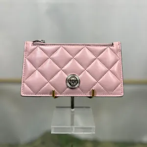 VERSACE La Medusa Zip Card Holder Wallet Light Pink TS3719