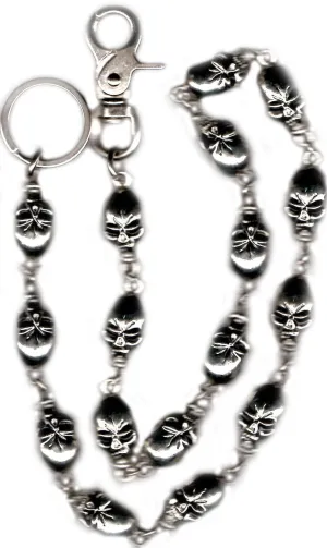 WC7016 31" Wallet Cable Chain with Large Skull Charms