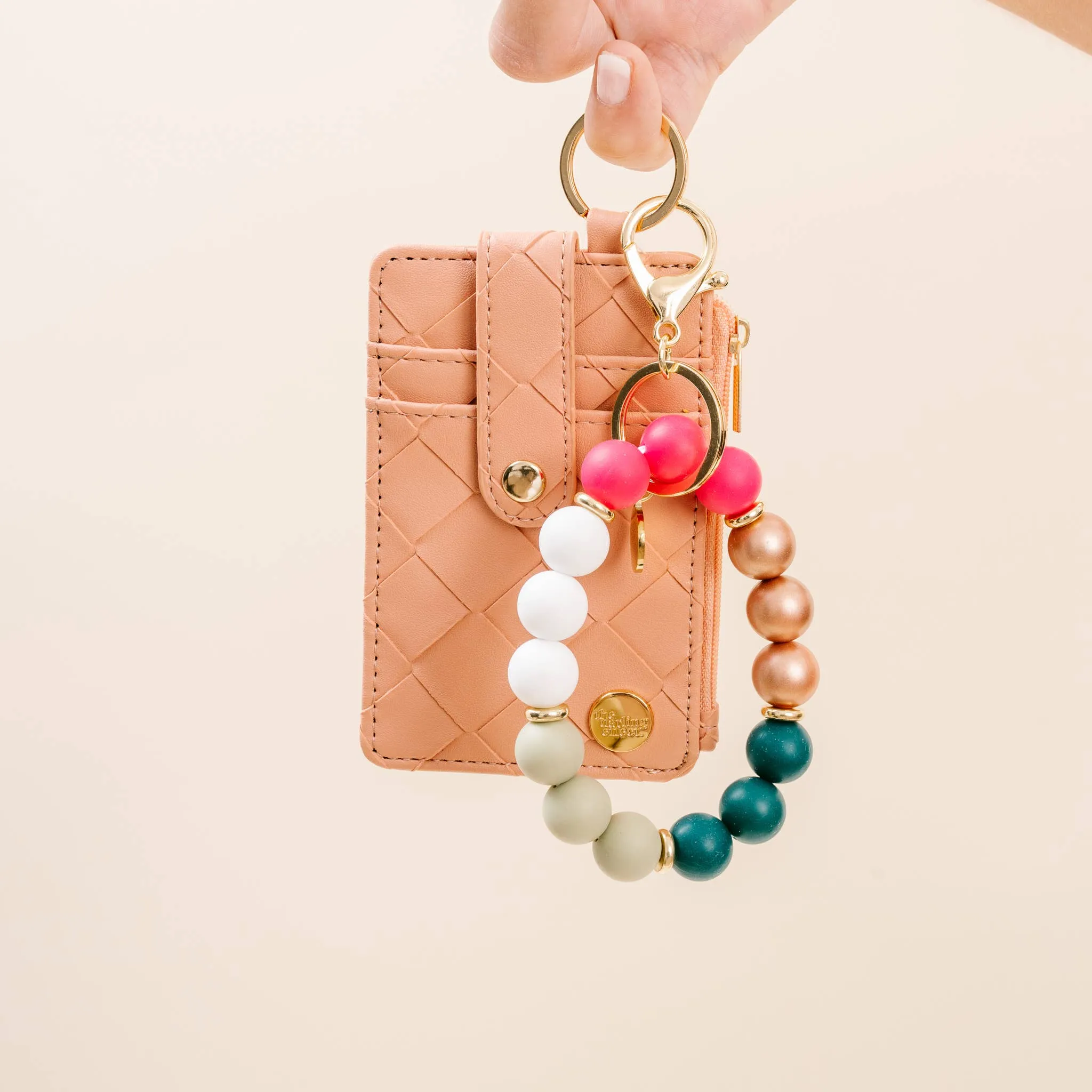 Woven Keychain Wallet - Rose