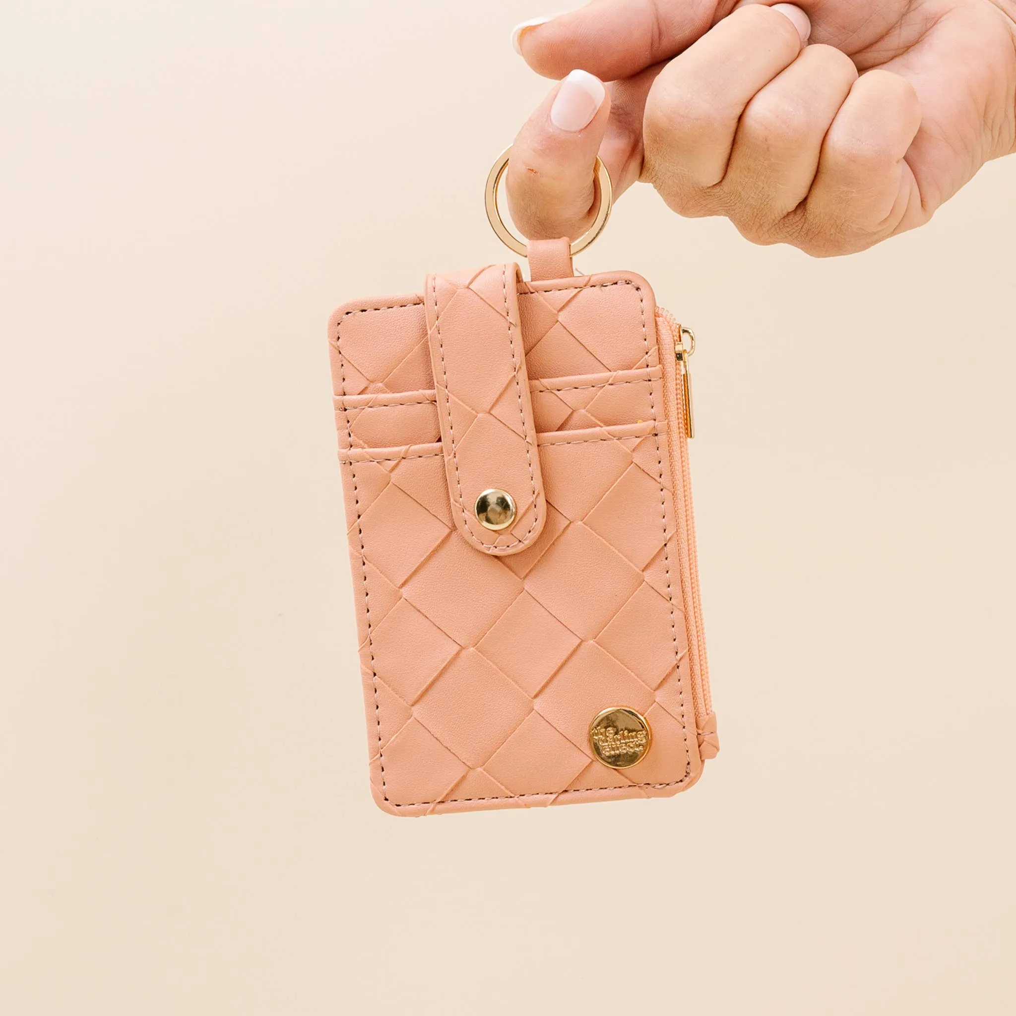 Woven Keychain Wallet - Rose